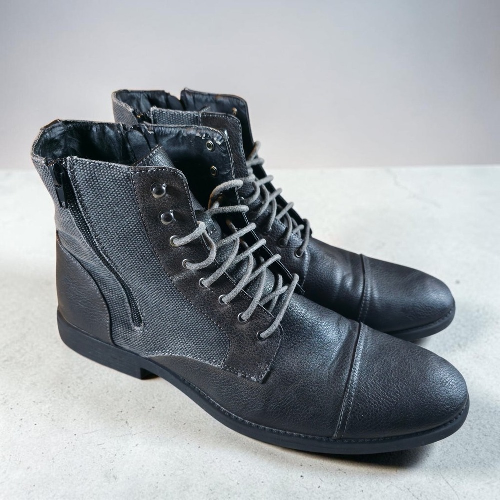 Robert Wayne Men's Dress Boots Brown Size US 13 D Lace Side Zip Faux Leather